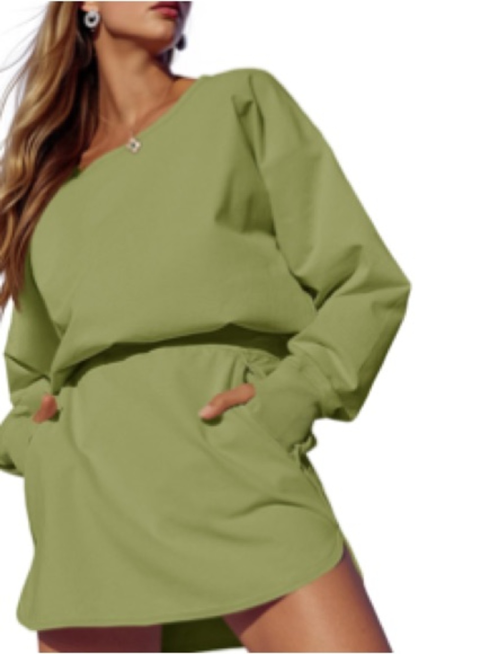 Fisoew Active Dress Olive Green Long Sleeve Sz Small Women’s